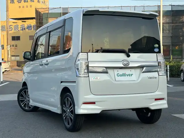 ダイハツ タント カスタム RS 愛媛県 2014(平26)年 7.4万km パールホワイトⅢ 禁煙車/登録時走行距離：73977km/ワンオーナー/純正ナビ/BT/フルセグTV/両側パワースライドドア/ビルトインETC/LEDヘッドランプ/オートライト/オートエアコン/本革巻きステアリング/ステアリングスイッチ/純正アルミホイール/プッシュボタンスタート/イモビライザー/アルパインツイータ