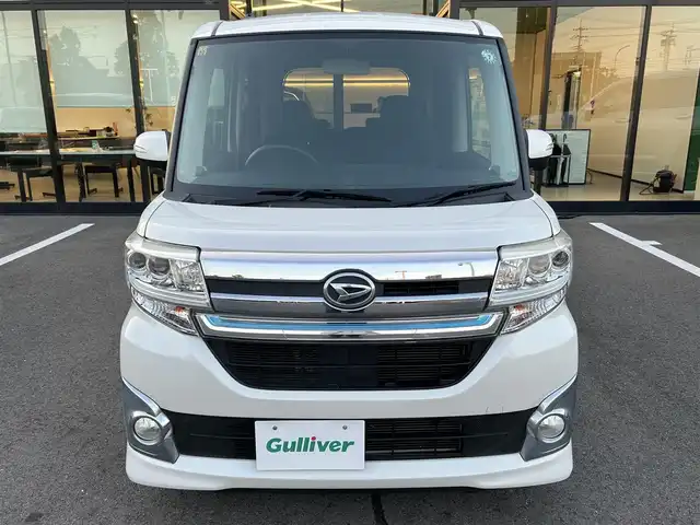 ダイハツ タント カスタム RS 愛媛県 2014(平26)年 7.4万km パールホワイトⅢ 禁煙車/登録時走行距離：73977km/ワンオーナー/純正ナビ/BT/フルセグTV/両側パワースライドドア/ビルトインETC/LEDヘッドランプ/オートライト/オートエアコン/本革巻きステアリング/ステアリングスイッチ/純正アルミホイール/プッシュボタンスタート/イモビライザー/アルパインツイータ