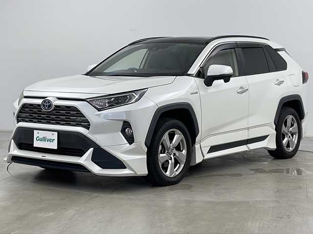 トヨタ ＲＡＶ４ ハイブリッドG 道央・札幌 2019(令1)年 5.5万km ホワイトパールクリスタルシャイン ・4WD/・純正ナビ&BT&DVD&CD&SD&TV/・TRDフルエアロ/・サンルーフ/・バックカメラ/・電動リアゲート/・トヨタセーフティセンス/・レーントレーシングアシスト/・プリクラッシュセーフティ/・ロードサインアシスト/・ブラインドスポットモニター/・リアクロストラフィックアラート/・レザーシート/・前席シートヒーター/・ステアリングヒーター/・運転席パワーシート/・シートメモリ/・ビルトインETC/・置くだけ充電/・前後ドライブレコーダー/・LEDヘッドライト/・オートマチックハイビーム/・スマートキー/・スペアキー