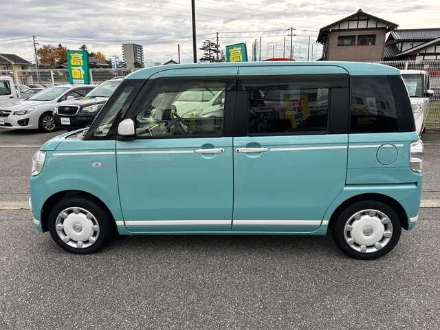 ダイハツ ムーヴ キャンバス 富山県 2019(令1)年 3.1万km ファインミントメタリック スマートキー/両側パワスラ/全周囲カメラ/社外メモリーナビ/DVD/MSV/フルセグTV/HDMI/ハンズフリー/ETC/リモコンエンジンスターター/プッシュスタート/衝突安全ブレーキ/レーンキープアシスト/オートハイビーム/オートリトラミラー/横滑り防止装置/アイドリングストップ/保証書・取説・ナビ取説