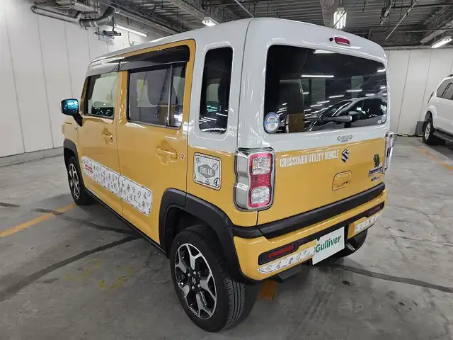 スズキ ハスラー HYBRID X 福岡県 2021(令3)年 7.4万km アクティブイエロー/ホワイト2トーンルーフ 〇純正8インチナビ/〇フルセグTV/〇デュアルカメラブレーキサポート/〇ドライブレコーダー/〇ホワイトルーフ/〇革巻きステアリング/〇LEDヘッドライト/〇オートライト/〇フォグランプ/〇純正15インチアルミ/〇シートヒーター/〇スマートキー/〇禁煙車