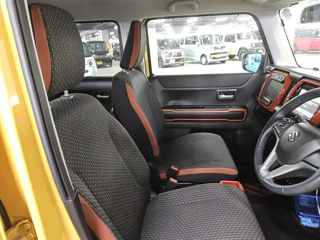 スズキ ハスラー HYBRID X 福岡県 2021(令3)年 7.4万km アクティブイエロー/ホワイト2トーンルーフ 〇純正8インチナビ/〇フルセグTV/〇デュアルカメラブレーキサポート/〇ドライブレコーダー/〇ホワイトルーフ/〇革巻きステアリング/〇LEDヘッドライト/〇オートライト/〇フォグランプ/〇純正15インチアルミ/〇シートヒーター/〇スマートキー/〇禁煙車