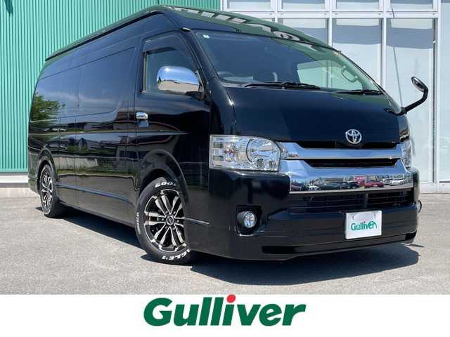 トヨタ ハイエース グランドキャビン 福岡県 2019(平31)年 1.5万km ブラック ・4列シート/・パワーステアリング/・パワーウインドウ/・スマートキー/・WAC/・ブルートゥース/・純正後席用モニター/・CDチェンジャー/・純正ETC2.0/・ウォークスルー/・純正フロアマット/・片側パワースライドドア/・ABS/・横滑り防止装置/・盗難防止装置/・オートライト