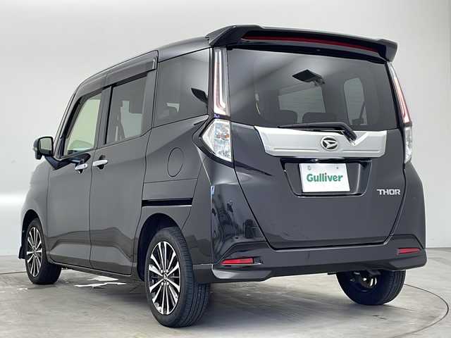 ダイハツ トール カスタムG ターボ 兵庫県 2021(令3)年 6.2万km ブラックマイカメタリック ・ワンオーナー車/・純正９インチナビ/CD/DVD/HDMI/USB/TV/・アラウンドビューモニター/・スマートアシスト/・レーダークルーズコントロール/・電動パーキングブレーキ/・オートホールド/・アイドリングストップ/・LEDオートライト/・前後コーナーセンサー/・両側パワースライドドア/・前席シートヒーター/・ステアリングスイッチ/・革巻きステアリング/・純正ドライブレコーダー/・ビルトインETC/・純正１５インチアルミホイール/・スマートキー/・スペアキー/・プッシュスタート/・Wエアバッグ