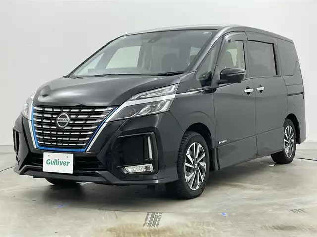 日産 セレナ e－パワー ハイウェイスター V 岡山県 2020(令2)年 6.8万km ダイヤモンドブラック 純正10インチナビ/・FM/AM/Bluetooth/フルセグ/CD/DVD/セーフティパックA/・インテリジェントアラウンドビューモニター/・インテリジェントパーキアシスト/・踏み間違い防止/プロパイロット/コーナーセンサー/エマージェンシーブレーキ/車線逸脱警報/BSM/前後ドライブレコーダー/ビルトインETC/社外レーダー/両側パワースライドドア/オートブレーキホールド/LEDヘッドライト/純正フロアマット/純正16インイアルミ/ドアバイザー