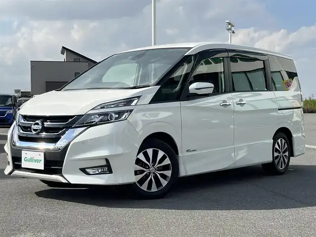 日産 セレナ ハイウェイスター G 奈良県 2016(平28)年 5.8万km ブリリアントホワイトパール 純正９インチナビ(MM516D-L)/（フルセグ／ＢＴ／ＣＤ／ＤＶＤ）/純正フリップダウンモニター/プロパイロット/アラウンドビューモニター/前後コーナーセンサー/衝突軽減システム/レーンキープアシスト/両側パワースライドドア/後席サンシェード/デジタルインナーミラー/LEDヘッドライト/前方ドライブレコーダー/ＥＴＣ/純正16インチＡＷ