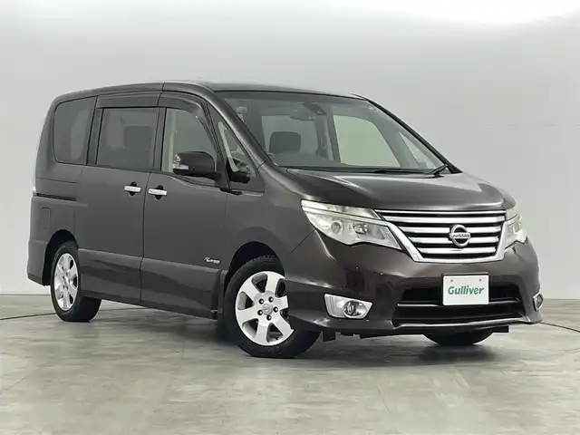 日産 セレナ HWS S HV Vセレ +SeftyⅡ 福島県 2015(平27)年 14.4万km インペリアルアンバーP エマージェンシーブレーキ/・レーンキープアシスト/純正フリップダウンモニター/純正ナビ/・フルセグ/TV/SD/CD/DVD/BT/USB/iPod/全方位カメラ/両側パワースライドドア/クルーズコントロール/LEDライト/3列シート/・ロールサンシェード/アイドリングストップ/前後ドラレコ/プッシュスタート/・スマートキー