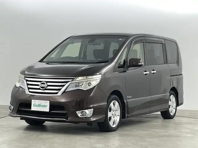 日産 セレナ HWS S HV Vセレ +SeftyⅡ 福島県 2015(平27)年 14.4万km インペリアルアンバーP エマージェンシーブレーキ/・レーンキープアシスト/純正フリップダウンモニター/純正ナビ/・フルセグ/TV/SD/CD/DVD/BT/USB/iPod/全方位カメラ/両側パワースライドドア/クルーズコントロール/LEDライト/3列シート/・ロールサンシェード/アイドリングストップ/前後ドラレコ/プッシュスタート/・スマートキー