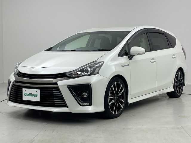 トヨタ プリウス α S ツーリングセレクション G’s 茨城県 2016(平28)年 8.4万km ホワイトパールクリスタルシャイン ９型ナビ　フルセグＴＶ　バックモニター　衝突軽減ブレーキ　ＬＥＤライト　スマートキー　ドライブレコーダー　ビルトインＥＴＣ　純正アルミホイール　横滑り防止装置　ハーフレザーシート　プッシュスタート