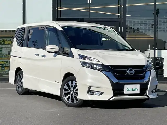 日産 セレナ ハイウェイスター 茨城県 2017(平29)年 4.4万km ブリリアントホワイトパール 純正ナビ/【iPod・SD・ラジオ・TV・ウォークマン・USB・BT・CD・DVD・Blu-ray・HDMI・VTR・AUX】/パーキングアシスト/プロパイロット/ブレーキホールド/レーダークルコン/全方位カメラ/両側パワスラ/アイドリングストップ/デジタルインナーミラー/オートライト/Fフォグ/ステリモ/純正アルミホイール/ヘッドライトレベライザー