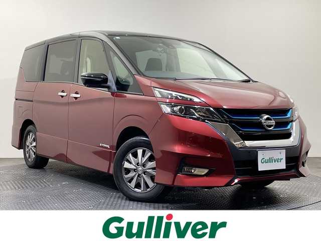 日産 セレナ e－パワー ハイウェイスター V 愛媛県 2018(平30)年 6万km マルーンレッド 2トーン ９型ナビ/フルセグ／Ｂｌｕｅｔｏｏｔｈ／ＵＳＢ/全方位カメラ/後席モニター/衝突軽減ブレーキ/レーダークルーズコントロール/ＥＴＣ/前後ドライブレコーダー/ＤＮ席シートヒーター/両側パワースライドドア/レーンキープアシスト/前後コーナーセンサー/LEDヘッドライト