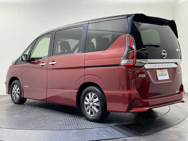 日産 セレナ e－パワー ハイウェイスター V 愛媛県 2018(平30)年 6万km マルーンレッド 2トーン ９型ナビ/フルセグ／Ｂｌｕｅｔｏｏｔｈ／ＵＳＢ/全方位カメラ/後席モニター/衝突軽減ブレーキ/レーダークルーズコントロール/ＥＴＣ/前後ドライブレコーダー/ＤＮ席シートヒーター/両側パワースライドドア/レーンキープアシスト/前後コーナーセンサー/LEDヘッドライト