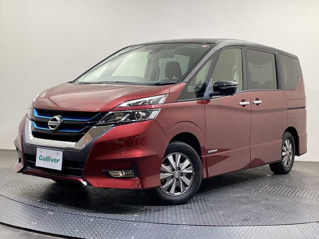 日産 セレナ e－パワー ハイウェイスター V 愛媛県 2018(平30)年 6万km マルーンレッド 2トーン ９型ナビ/フルセグ／Ｂｌｕｅｔｏｏｔｈ／ＵＳＢ/全方位カメラ/後席モニター/衝突軽減ブレーキ/レーダークルーズコントロール/ＥＴＣ/前後ドライブレコーダー/ＤＮ席シートヒーター/両側パワースライドドア/レーンキープアシスト/前後コーナーセンサー/LEDヘッドライト