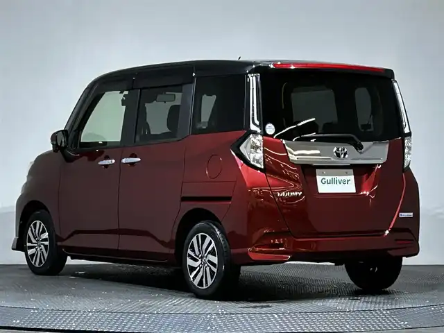 トヨタ ルーミー カスタムG 愛媛県 2022(令4)年 0.4万km ブラックマイカメタリック/ファイアークォーツレッドメタリック スマートアシスト　レーダークルーズコントロール　純正SDナビ　Bluetooth　CD　DVD　フルセグ　SD　全周囲カメラ　両側パワースライドドア　シートヒーター　ステアリングリモコン　アイドリングストップ　ドライブレコーダー　LEDヘッドライト　