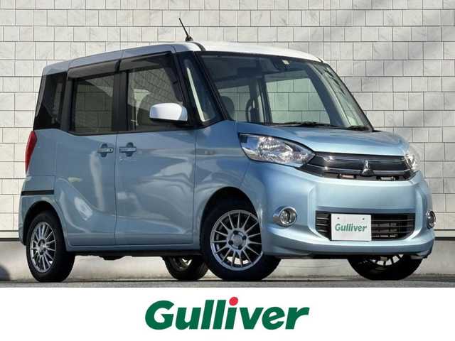 三菱 ｅＫスペース G スタイルエディション 岩手県 2016(平28)年 4.9万km シルキーホワイト/ライトニングブルーマイカ 禁煙車/4WD/両側パワースライドドア/純正エンジンスターター/運転席シートヒーター/社外ナビ/→フルセグTV/Bluetooth/CD/DVD/FM/AM/バックカメラ/TVキャンセラー/横滑り防止機能/衝突被害軽減システム/〇プッシュスタート/〇電動格納ミラー/〇ドアバイザー/〇フロアマット/フォグライト/夏タイヤ純正アルミホイール車載/→155/65/R14（4mm×4本