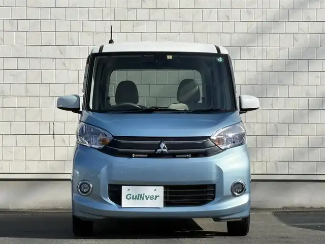 三菱 ｅＫスペース G スタイルエディション 岩手県 2016(平28)年 4.9万km シルキーホワイト/ライトニングブルーマイカ 禁煙車/4WD/両側パワースライドドア/純正エンジンスターター/運転席シートヒーター/社外ナビ/→フルセグTV/Bluetooth/CD/DVD/FM/AM/バックカメラ/TVキャンセラー/横滑り防止機能/衝突被害軽減システム/〇プッシュスタート/〇電動格納ミラー/〇ドアバイザー/〇フロアマット/フォグライト/夏タイヤ純正アルミホイール車載/→155/65/R14（4mm×4本