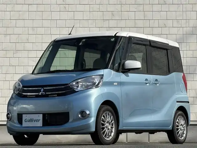 三菱 ｅＫスペース G スタイルエディション 岩手県 2016(平28)年 4.9万km シルキーホワイト/ライトニングブルーマイカ 禁煙車/4WD/両側パワースライドドア/純正エンジンスターター/運転席シートヒーター/社外ナビ/→フルセグTV/Bluetooth/CD/DVD/FM/AM/バックカメラ/TVキャンセラー/横滑り防止機能/衝突被害軽減システム/〇プッシュスタート/〇電動格納ミラー/〇ドアバイザー/〇フロアマット/フォグライト/夏タイヤ純正アルミホイール車載/→155/65/R14（4mm×4本
