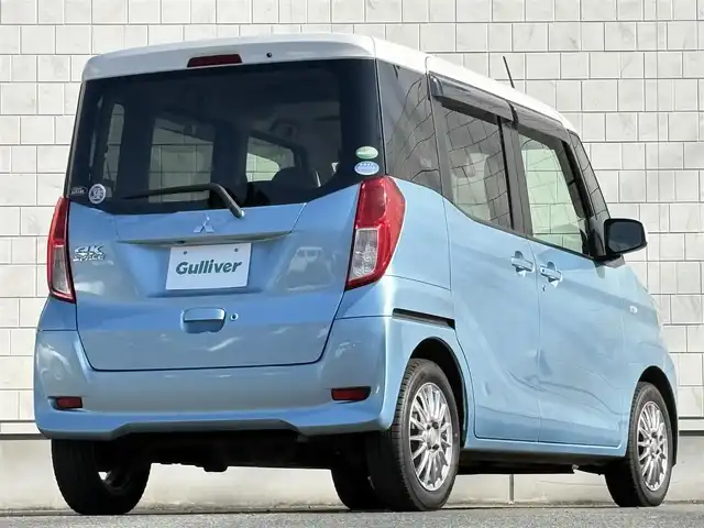 三菱 ｅＫスペース G スタイルエディション 岩手県 2016(平28)年 4.9万km シルキーホワイト/ライトニングブルーマイカ 禁煙車/4WD/両側パワースライドドア/純正エンジンスターター/運転席シートヒーター/社外ナビ/→フルセグTV/Bluetooth/CD/DVD/FM/AM/バックカメラ/TVキャンセラー/横滑り防止機能/衝突被害軽減システム/〇プッシュスタート/〇電動格納ミラー/〇ドアバイザー/〇フロアマット/フォグライト/夏タイヤ純正アルミホイール車載/→155/65/R14（4mm×4本