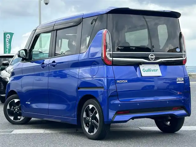 日産 ルークス ハイウェイスター X 島根県 2021(令3)年 1.9万km アトランティックブルー 登録時走行距離19109km/取扱説明書/保証書/純正9インチナビ【CD/DVD/Bluetooth】/フルセグテレビ/アラウンドビューモニター/左側ハンズフリーパワースライドドア/プッシュスタート/LEDヘッドライト/オートライト/フォグランプ/冬タイヤAW付き4本積み込み/純正14インチアルミ