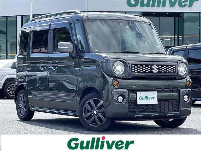 スズキ スペーシア ギア HYBRID XZ 島根県 2022(令4)年 2.5万km クールカーキパールメタリック/ガンメタリック2トーン 登録時走行距離24663km/社外8インチナビ/フルセグテレビ/バックカメラ/両側パワースライドドドア/衝突軽減ブレーキ/レーンキープアシススト/レーダークルーズコントロール/前席シートヒーター/プッシュスタート/スマートキー(スペアスマート×1)/ウインカーミラー/ドアバイザー/ETC