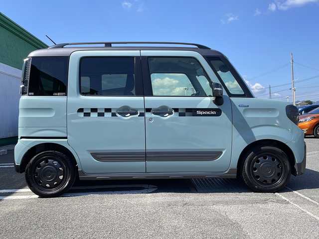 スズキ スペーシア ギア HYBRID XZ 徳島県 2021(令3)年 3.8万km オフブルーメタリック/ガンメタリック2トーンルーフ 社外7型ナビ　AVIC-RW711/（SD/フルセグ/ラジオ/DISC/USB/BT/HDMI/AUX）/バックカメラ/追従式クルーズコントロール/D/N席シートヒーター/ルーフレール/クリアランスソナー/LEDヘッドライト/純正フロアマット/純正14インチアルミホイール/両側電動スライドドア/アイドリングストップ/スマートキー/スペアキー/取扱説明書/新車時保証書