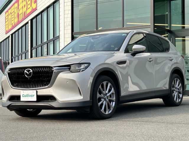 マツダ ＣＸ－６０ 25S Lパッケージ 愛媛県 2023(令5)年 1.2万km プラチナクォーツメタリック 純正ナビ(Bluetooth/AppleCarPlay/AndroidAuto/HDMI)/全周囲カメラ/レーダークルーズコントロール/パワーリフトゲート/全席シートヒーター/ステアリングヒーター/雨滴感知ワイパー/前後ドライブレコーダー/ビルトインETC/白レザーシート/ブラインドスポットモニター/LEDヘッドライト/レーンキープアシスト/横滑り防止装置/盗難防止装置/オートライト/オートマチックハイビーム/前後コーナーセンサー/ステアリングリモコン/革巻ステアリング/ABS