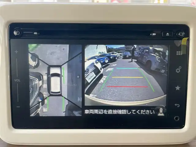 スズキ ラパン S 東京都 2016(平28)年 1.2万km シフォンアイボリーメタリック ワンオーナー/メモリーナビゲーションセット/　フルセグTV　DVD　CD/　２スピーカー　全方位モニター/　USB　AUX/　ステアリングスイッチ（オーディオ）/　ガラスアンテナ/シートヒーター（運転席）/ホワイトルーフ/ホワイトドアミラー/HIDヘッドランプ/オートライト/革巻きステアリングホイール/マニュアルエアコン/照明付パニティミラー（前席）/電動ドアミラー/スペアキー/保証書＆取扱説明書