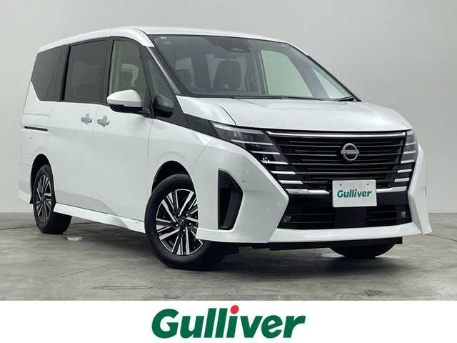 日産 セレナ e－パワー ハイウェイスター V 群馬県 2025(令7)年 0.1千km 白 登録済未使用車　純正１２．３型ナビ　全方位　プロパイロット　エマブレ　Ａハイビーム　車線維持支援　ＢＳＭ　クルコン　電子ミラー　前後ドラレコ　ビルトインＥＴＣ　両側パワスラ　置くだけ充電　純正アルミ