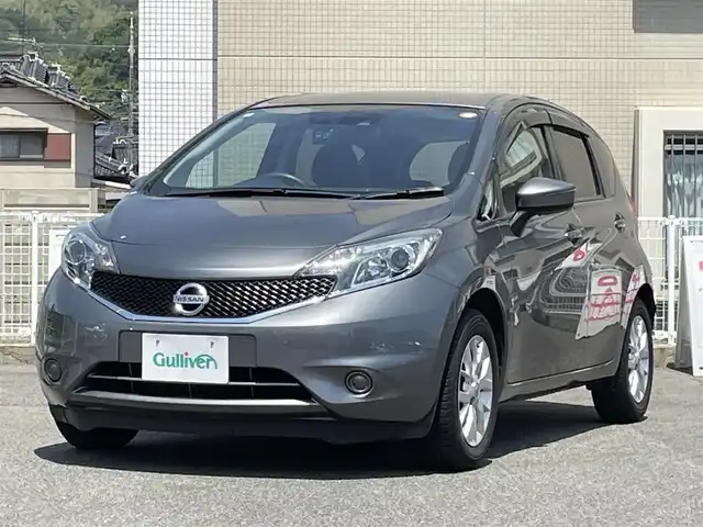 日産 ノート X 山口県 2016(平28)年 4.1万km ダークメタルグレー SDナビ ワンセグTV CD BT/バックカメラ/TVキャンセラー/衝突被害軽減ブレーキ/レーンアシスト/前後ドラレコ/ETC/スマートキー/LEDオートヘッドライト/アルミホイール/プッシュエンジンスタート/アイドリングストップ/禁煙車