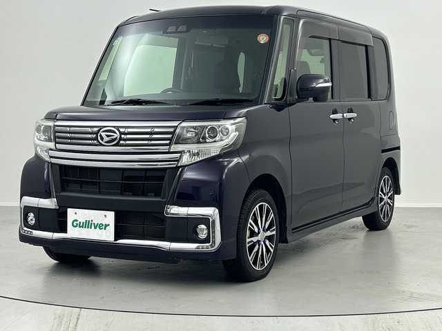 ダイハツ タント カスタム X トップED SA Ⅲ 福島県 2017(平29)年 6.5万km ナイトシャドーパープルクリスタルM /禁煙車//4WD/スマートアシストIII/・衝突回避支援ブレーキ機能/・車線逸脱警報機能/・オートハイビーム/・コーナーセンサー//純正8インチナビ/・BT.CD.DVD.SD.USB.HDMI/・フルセグTV//バックカメラ//両側パワースライドドア//ハーフレザーシート/・D席シートヒーター//ETC//ドライブレコーダー（FR）//プッシュスタート//スマートキー×2//純正エンジンスターター//ステアリングスイッチ//LEDヘッドライト//LEDフォグライト//純正15インチAW//純正フロアマット//純正ドアバイザー//ロールサンシェード