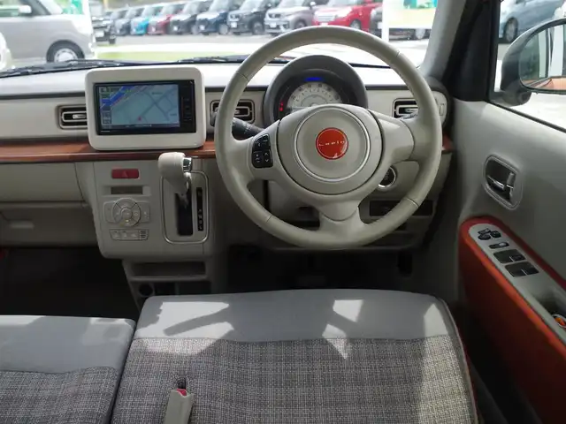 スズキ ラパン S セレクション 千葉県 2018(平30)年 1.1万km リフレクティブオレンジM/ホワイト2トーン 社外メモリーナビ/地デジTV/【DVD/CD再生可　Bluetooth接続】/全方位モニター/アイドリングストップ/革巻ステアリング/ステアリングスイッチ/前席シートヒーター/ドライブレコーダー/ETC/HIDヘッドライト/携帯リモコン