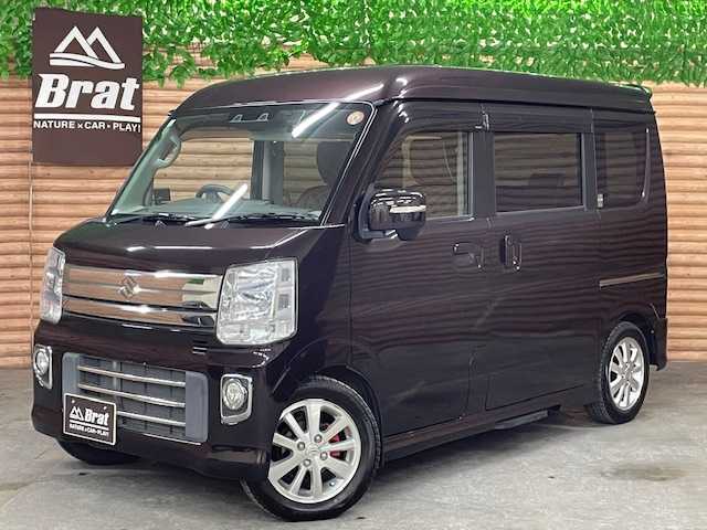 スズキ エブリィ ワゴン PZターボ スペシャル 道央・札幌 2019(令1)年 4.8万km ムーンライトバイオレットPM 【2511014633】/４ＷＤ　/ワンオーナー　/ハイルーフ　/衝突軽減ブレーキ　/ナビ　/フルセグＴＶ　/革調シートカバー　/ドライブレコーダー　/純正１４インチアルミホイール　/ＫＹＢショックアブソーバー　/両側電動スライドドア　/LEDヘッドライト/ＥＴＣ