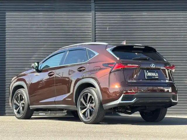 レクサス ＮＸ 300h バージョンL 山梨県 2018(平30)年 5.8万km アンバークリスタルシャイン 純正ナビ/　（フルセグTV/CD/DVD/BT）/マークレビンソン/パノラミックビューモニター/レーダークルーズコントロール/SR/三眼LED/HUD/BSM/PCS/ETC/茶革/シートヒーター/ベンチレーション/パワーバックドア/純正18インチAW