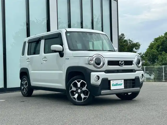 マツダ フレア クロスオーバー ハイブリッドXT 大阪府 2020(令2)年 2.3万km ピュアホワイトP 社外ナビ　/   フルセグTV/CD/DVD/Bluetooth/USB　/全方位モニター　/衝突軽減ブレーキ　/前席シートヒーター　/レーダークルーズコントロール/レーンキープアシスト/パドルシフト　/アイドリングストップ/純正18インチアルミホイール　　/純正フロアマット/プッシュスタート　/スマートキー　/ＥＴＣ　/ＬＥＤ