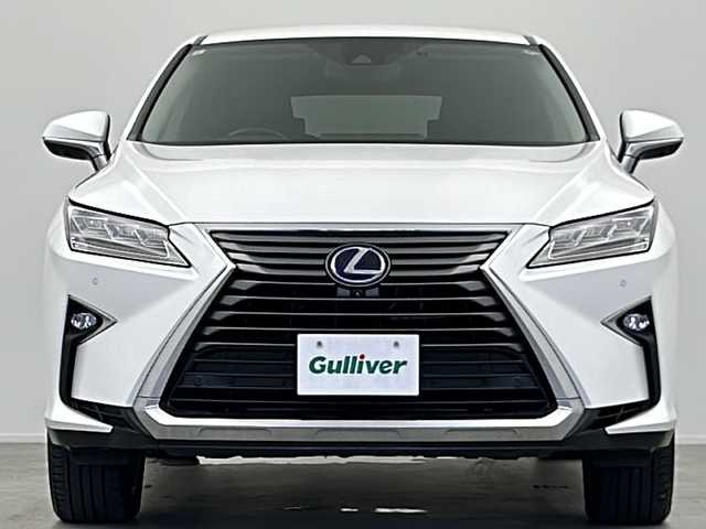 レクサス ＲＸ 450h バージョンL 大阪府 2017(平29)年 1.5万km ソニッククォーツ メーカー純正ナビ/（AM/FM/DISC/SDREC/SD/USB/Bluetooth/AUX/フルセグTV・テレビキャンセラー有/REAR）/ワンオーナー/後席モニター/シートヒーター/ベンチレーション/ハンドルヒーター/電動リアゲート/レクサスセーフティシステム/・プリクラッシュセーフティ/・レーンキーピングアシスト/・レーダークルーズコントロール/・オートマチックハイビーム/全周囲カメラ/オートホールド/ヘッドアップディスプレイ/ロールサンシェード/ETC/純正フロアマット/純正ドアバイザー/スペアキー×１/カードキー×１