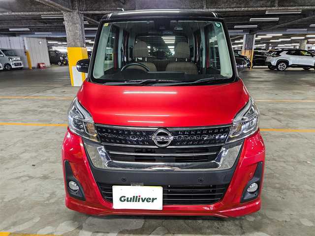 日産 デイズ ルークス HWS X Vセレクション 群馬県 2018(平30)年 2.7万km スパークリングレッド/ブラック 純正ナビ(Bluetooth/CD/DVD)/フルセグTV/両側パワースライドドア/バック/サイド/フロントカメラ/ドライブレコーダー/ソナー機能/インテリジェントエマージェンシーブレーキ/踏み間違い防止アシスト/車線逸脱警報/ビークルダイナミクスコントロール/LEDヘッドランプ/オートライト/ハイビームアシスト/オートエアコン/本革巻きステアリング/ステアリングスイッチ/合皮/スエード調クロスコンビシート/後席サンシェード/純正15インチアルミホイール/インテリジェントキー/プッシュエンジンスターター/イモビライザー/禁煙車