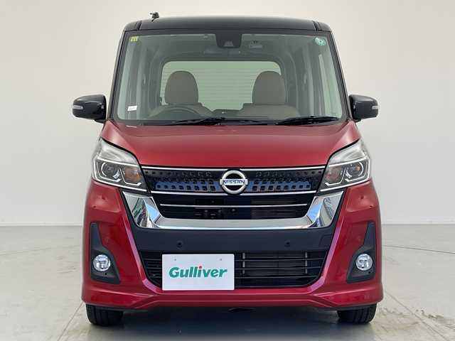 日産 デイズ ルークス HWS X Vセレクション 愛知県 2018(平30)年 2.7万km スパークリングレッド/ブラック 純正SDナビ/　　Bluetooth/フルセグ/    CD/DVD/インテリジェントエマージェンシーブレーキ/踏み間違い衝突防止アシスト/車線逸脱警報/アラウンドビューモニター/両側パワースライドドア/インテリジェントキー/プッシュスタート/LEDヘッドランプ/オートライト/ハイビームアシスト/フォグランプ/オートエアコン/本革巻きステアリング/ステアリングスイッチ/ハーフレザーシート（ブラウン）/後席サンシェード/ナノイー搭載リヤシーリングファン/純正15インチアルミホイール/純正フロアマット/ドアバイザー/ドライブレコーダー/ETC