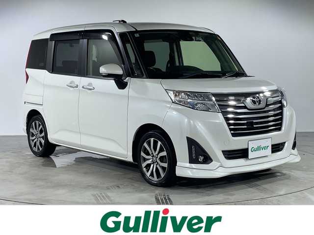 トヨタ ルーミー カスタムG－T 福岡県 2018(平30)年 7.3万km パールホワイトⅢ 純正メモリナビ/・CD/AUX/BT/ワンセグTV/・バックモニター/スマートアシスト/クルーズコントロール/両側パワースライドドア/ドライブレコーダー前後/ETC/アイドリングストップ/革巻きステアリング/・ステアリングリモコン/LEDヘッドライト/・オートライト/・フォグランプ/スマートキー/・プッシュスタート/純正15インチアルミホイール/純正フロアマット/純正ドアバイザー