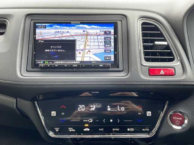 ホンダ ヴェゼル ハイブリッド Z 大阪府 2014(平26)年 11.7万km クリスタルブラックパール 社外ナビ/バックカメラ/ETC/純正１７インチAW/ハーフレザーシート/クルーズコントロール/ルーフレール/ウインカーミラー/社外ツイーター/純正マット/保証書/スペアキー1本