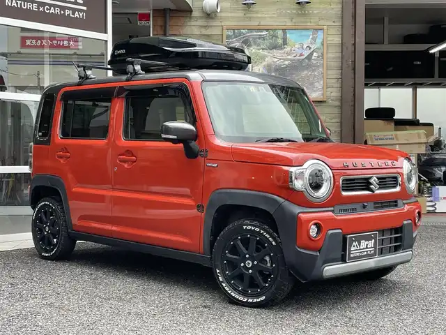 スズキ ハスラー HYBRID X ターボ 福島県 2020(令2)年 3.9万km バーミリオンオレンジ/ガンメタリック2トーン 4WD/フルセグテレビ/全周囲カメラ/ドアバイザー/プッシュスタート/ETC/ベースキャリア/ルーフBOX/ドライブレコーダー/純正ナビ/前席シートヒーター/ETC