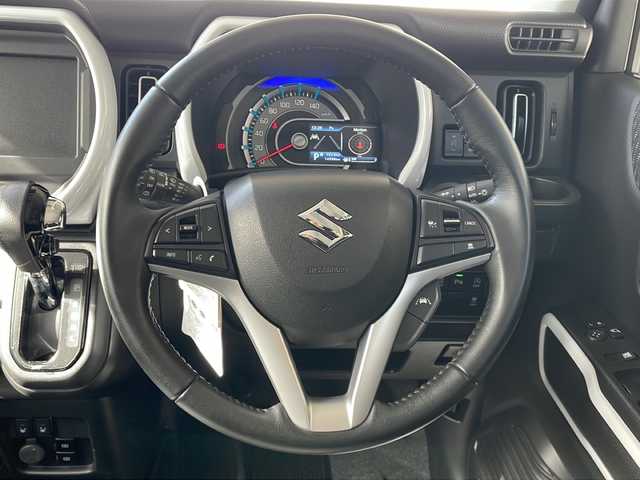 スズキ ハスラー HYBRID X 長野県 2023(令5)年 1.5万km ピュアホワイトP ４WD/衝突被害軽減システム/純正15インチアルミ/アイドリングストップ/パーキングアシスト/純正フロアマット/バイザー/シートヒーター/クルーズコントロール/保証書・取説・スペアキー