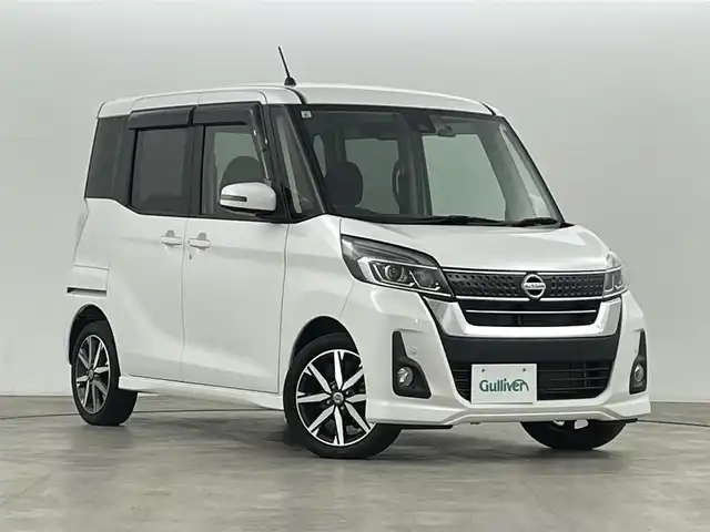 日産 デイズ ルークス ハイウェイスター Xターボ 福島県 2019(令1)年 2.2万km ホワイトパール 衝突軽減/・踏み間違い防止/・ヒルスタートアシスト/・車線逸脱警報/・クリアランスソナー/純正サイドエアロ/純正７インチナビ/・フルセグ/TV/BT/SD/CD/DVD/FM/AM/バックカメラ/・全方位カメラ/片側パワースライドドア/ベンチシート/・ロールサンシェード/・リアシーリングファン/LEDオートライト/・フォグライト/純正アルミホイール付きサマータイヤ/ETC/ドラレコ/アイドリングストップ/純正フロアマット/純正ドアバイザー/ウィンカーミラー/・オートミラー/プッシュスタート/・スマートキー