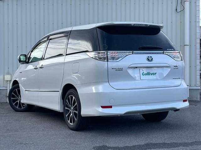 トヨタ エスティマ ハイブリッド アエラス 山形県 2013(平25)年 13.2万km ホワイトパールクリスタルシャイン 純正ディーラーナビ（フルセグTV・CD/DVD・Bluetooth・USB・ラジオ）/バックカメラ/フリップダウンモニター/両側パワースライドドア/ステアリングスイッチ/クルーズコントロール/ETC/パワーシート(運転席）/EVスイッチ/プッシュスタート/スペアキー１本/純正17AW