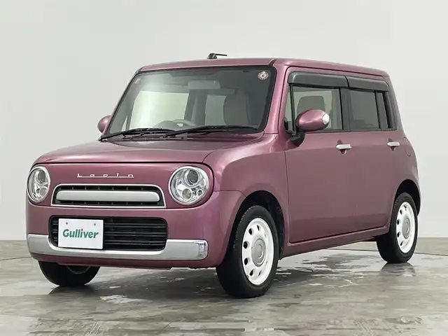 スズキ ラパン ショコラ X 群馬県 2014(平26)年 5.9万km カシスピンクパールメタリック 社外７インチナビ　Ｂｌｕｅｔｏｏｔｈ　ＣＤ　ＤＶＤ　バックカメラ　ＨＩＤヘッドライト　アイドリングストップ　オートエアコン　純正フロアマット　スマートキー　プッシュスタート　オートライト　禁煙車