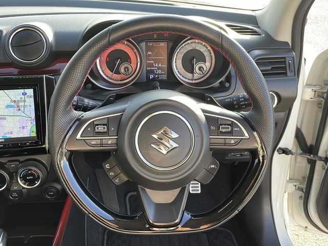 スズキ スイフト スポーツ セーフティPKG 香川県 2018(平30)年 7万km ピュアホワイトP 純正SDナビ（フルセグTV/CD，DVD再生/BT)/アラウンドビューモニター/シートヒーター/ローダウン/HKSマフラー/ビルトインETC/純正フロアマット/オートライト