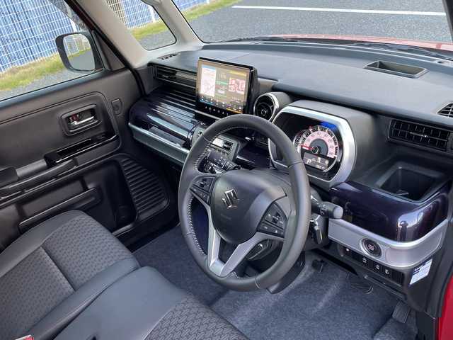スズキ スペーシア カスタム HYBRID XS ターボ 千葉県 2022(令4)年 2万km フェニックスレッドパール/ブルーイッシュブラックパール 純正メーカーOP9インチナビ/(フルセグTV/BT/CD/DVD/FM/AM)/全周囲カメラ/前後ドライブレコーダー/CD・DVDデッキ/ヘッドアップディスプレイ/パドルシフト/リアサーキュレーター/衝突被害軽減システム/車線逸脱警報/レーダークルーズコントロール/ハーフレザーシート/両側パワースライドドア/横滑り防止装置/ETC/アイドリングストップ/LEDヘッドライト/フォグランプ/オートライト/ウィンカーミラー/電動格納ミラー/純正15インチAW/シートヒーター/シートリフター/プッシュスタート/スマートキー/スペアキー/取扱説明書/保証書