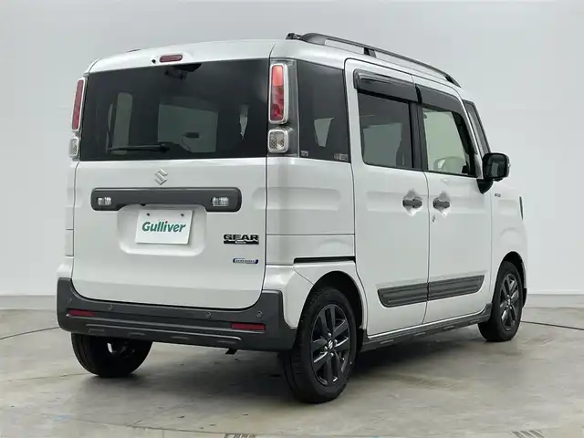 スズキ スペーシア ギア HYBRID XZ 岡山県 2022(令4)年 3.7万km ピュアホワイトP 純正8インチナビ(CN-RZ875)/【AM/FM/DVD/CD/BT/フルセグ】/デュアルレーダーブレーキサポート/レーンキープアシスト/全方位モニター/両側パワースライドドア/シートヒーター/スマートキー×２/社外ドライブレコーダー(前後)/純正フロアマット/純正アルミホイール/リアサンシェード/リアサーキュレーター/オートハイビーム/オートライト/ＬＥＤヘッドライト/ビルトインＥＴＣ/ステアリングスイッチ