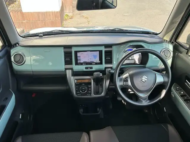 スズキ ハスラー タフワイルド 静岡県 2019(平31)年 7万km オフブルーメタリック/ブラック 2トーン 社外7インチナビ/FM/AM/CD/DVD/Bluetooth/SD/USB/アイドリングストップ/プッシュスタート/スマートキー/ETC/ベンチシート/ハーフレザーシート/前席シートヒーター/オートライト/レーンキープアシスト/横滑り防止システム/衝突軽減システム/純正15AW