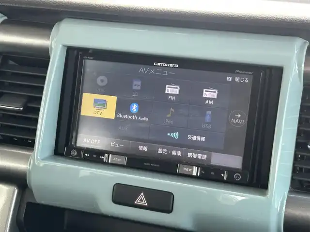 スズキ ハスラー タフワイルド 静岡県 2019(平31)年 7万km オフブルーメタリック/ブラック 2トーン 社外7インチナビ/FM/AM/CD/DVD/Bluetooth/SD/USB/アイドリングストップ/プッシュスタート/スマートキー/ETC/ベンチシート/ハーフレザーシート/前席シートヒーター/オートライト/レーンキープアシスト/横滑り防止システム/衝突軽減システム/純正15AW