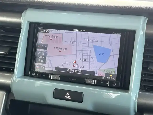 スズキ ハスラー タフワイルド 静岡県 2019(平31)年 7万km オフブルーメタリック/ブラック 2トーン 社外7インチナビ/FM/AM/CD/DVD/Bluetooth/SD/USB/アイドリングストップ/プッシュスタート/スマートキー/ETC/ベンチシート/ハーフレザーシート/前席シートヒーター/オートライト/レーンキープアシスト/横滑り防止システム/衝突軽減システム/純正15AW